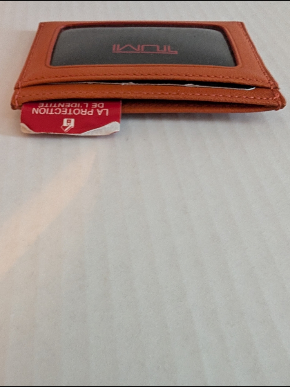 TUMI Slim Card Holder in Cognac Brown